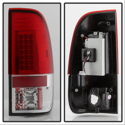 Red Clear LED Tail Lights <br>97-03 Ford F150, 99-07 F250-550 Super Duty