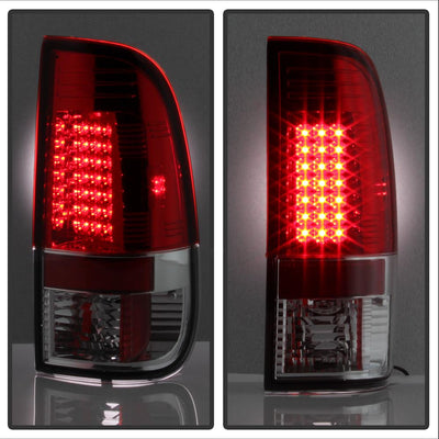 Red Clear LED Tail Lights <br>97-03 Ford F150, 99-07 F250-550 Super Duty