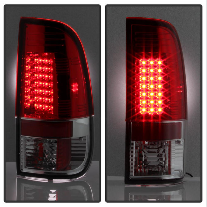 Red Clear LED Tail Lights <br>97-03 Ford F150, 99-07 F250-550 Super Duty