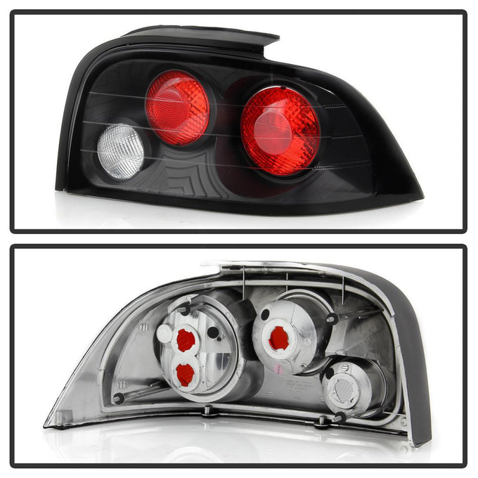 Black Euro Style Tail Lights <br>96-98 Ford Mustang