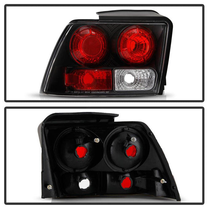 Black Euro Style Tail Lights <br>99-04 Ford Mustang