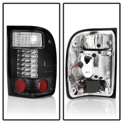 Black LED Tail Lights <br>01-05 Ford Ranger