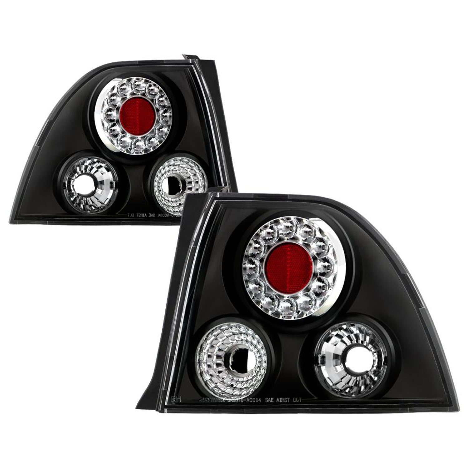 Black LED Tail Lights <br>94-95 Honda Accord
