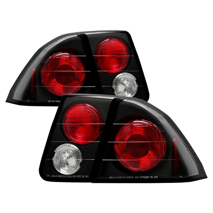 Black Euro Style Tail Lights <br>01-05 Honda Civic