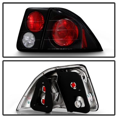 Black Euro Style Tail Lights <br>01-05 Honda Civic