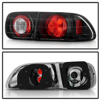 Black Euro Style Tail Lights <br>92-95 Honda Civic