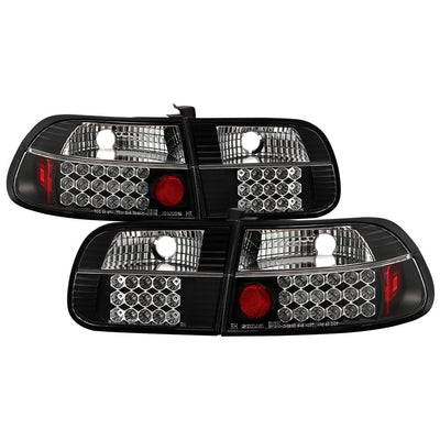 Black LED Tail Lights <br>92-95 Honda Civic