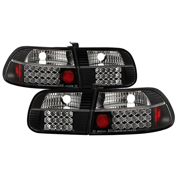 Black LED Tail Lights <br>92-95 Honda Civic