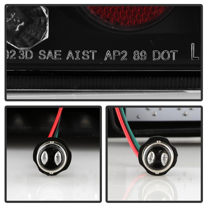 Black LED Tail Lights <br>92-95 Honda Civic