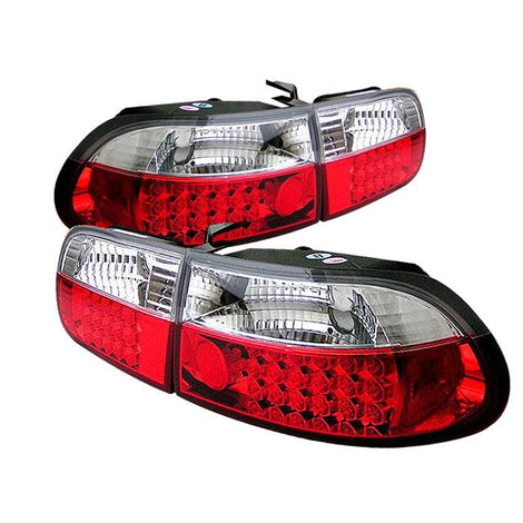 Red Clear LED Tail Lights <br>92-95 Honda Civic