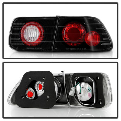 Black Euro Style Tail Lights <br>96-00 Honda Civic