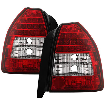 Red Clear LED Tail Lights <br>96-00 Honda Civic
