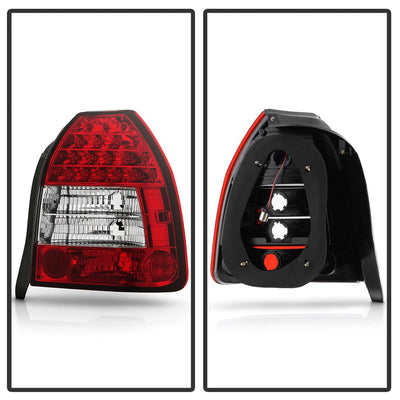 Red Clear LED Tail Lights <br>96-00 Honda Civic