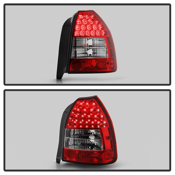 Red Clear LED Tail Lights <br>96-00 Honda Civic