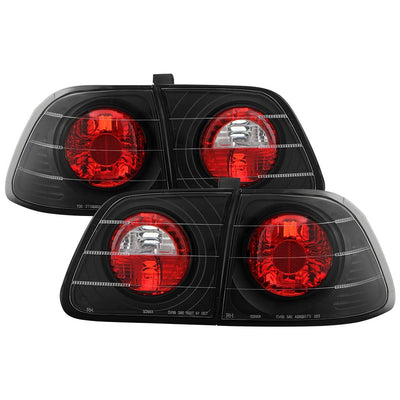 Black Euro Style Tail Lights <br>99-00 Honda Civic