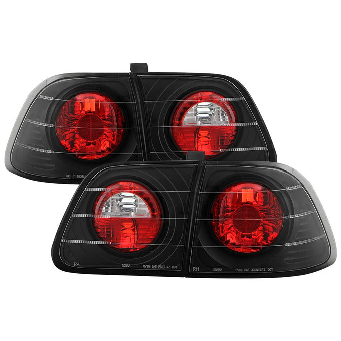 Black Euro Style Tail Lights <br>99-00 Honda Civic