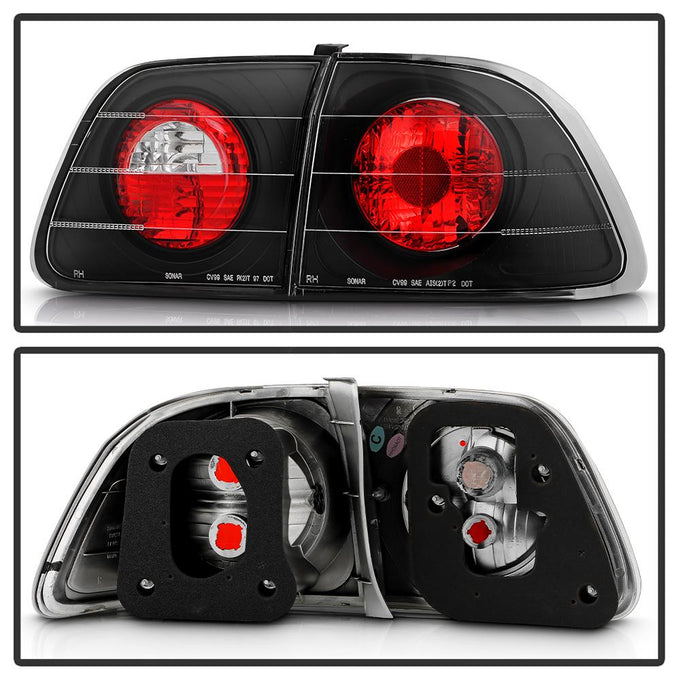 Black Euro Style Tail Lights <br>99-00 Honda Civic