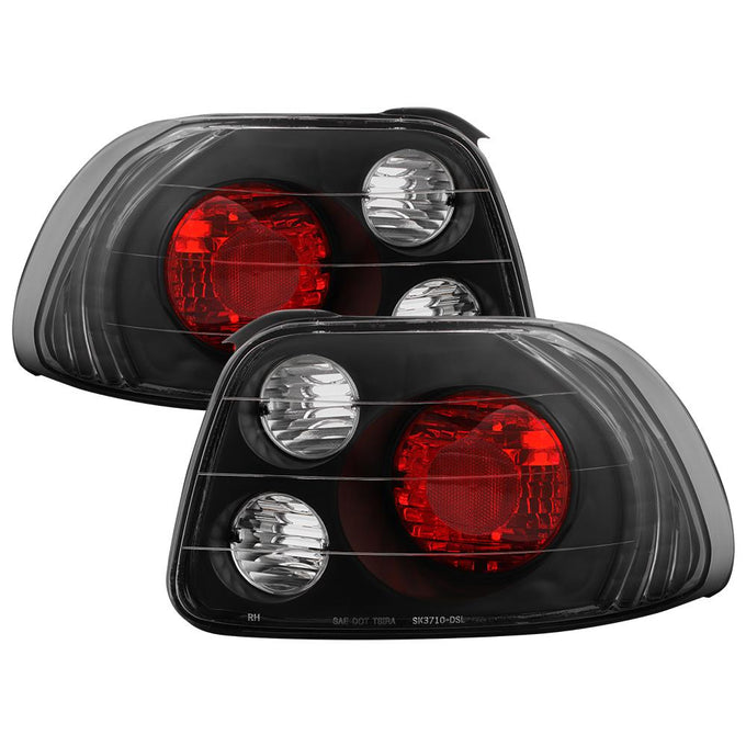 Black Euro Style Tail Lights <br>93-97 Honda Civic del Sol