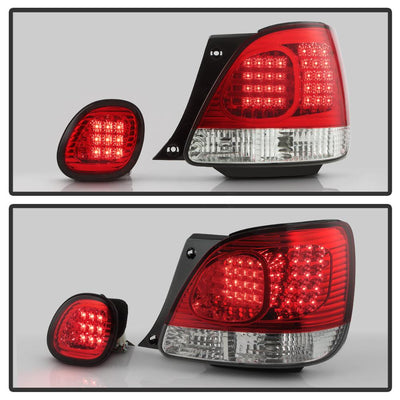 Red Clear LED 4pcs Tail Lights with Trunk Piece <br>98-05 Lexus GS300 98-00 Lexus GS400