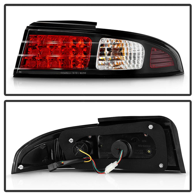 Black LED Tail Lights <br>95-98 Nissan 240SX