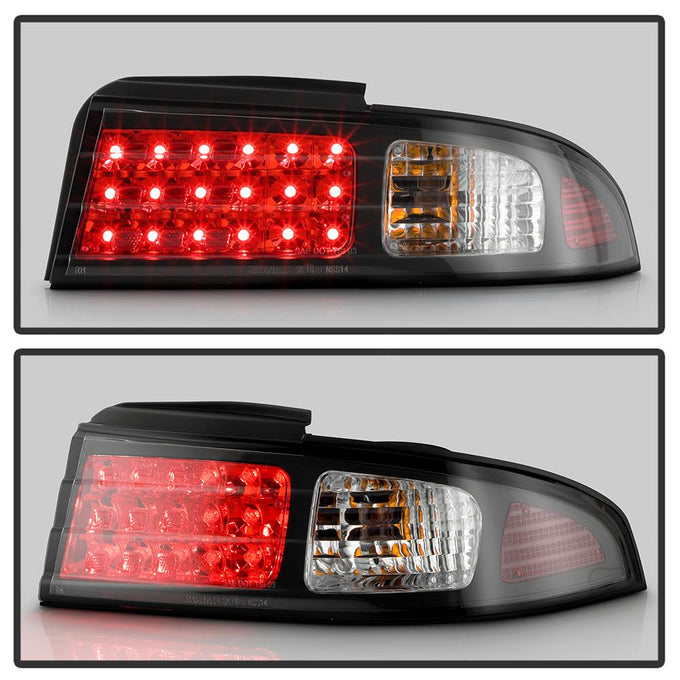 Black LED Tail Lights <br>95-98 Nissan 240SX