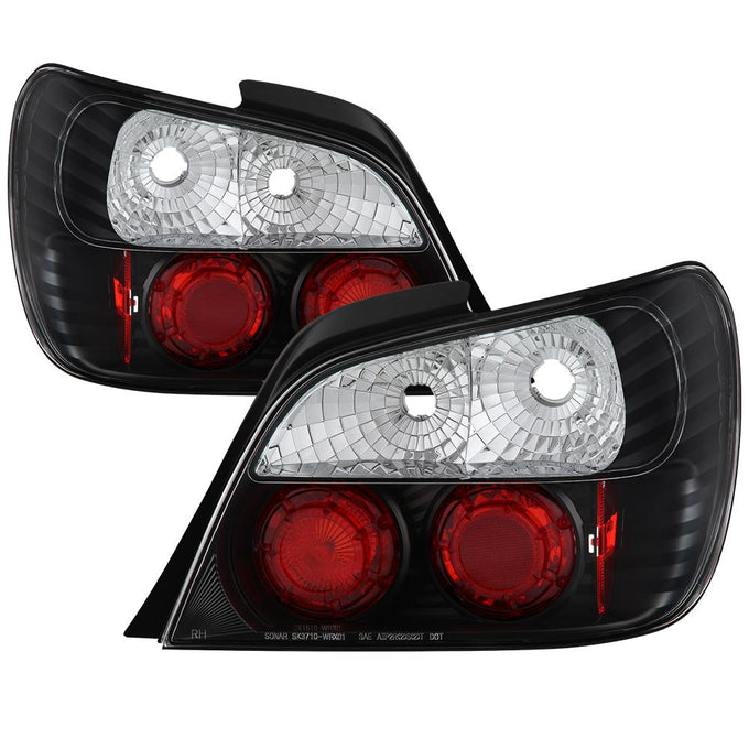 Black Euro Style Tail Lights <br>02-03 Subaru Impreza
