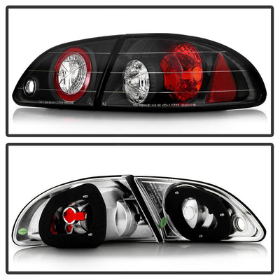 Black Euro Style Tail Lights <br>98-02 Toyota Corolla