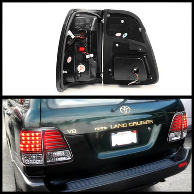 Black LED Tail Lights <br>98-05 Toyota Land Cruiser