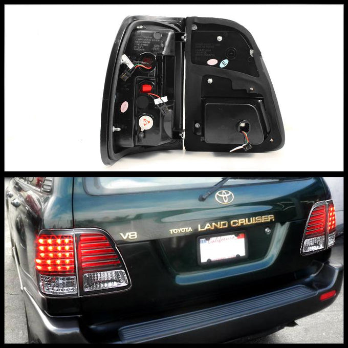 Black LED Tail Lights <br>98-05 Toyota Land Cruiser