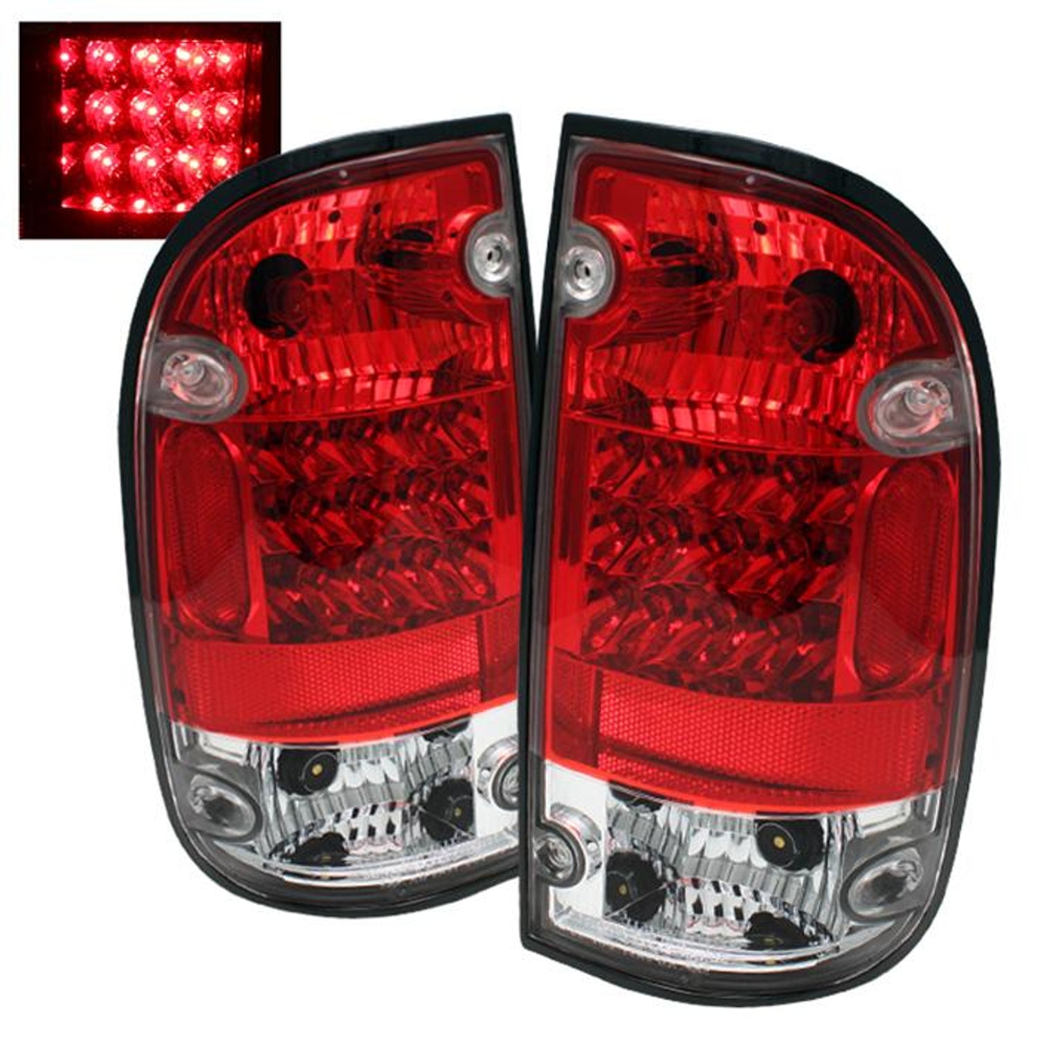 Red Clear LED Tail Lights <br>01-04 Toyota Tacoma