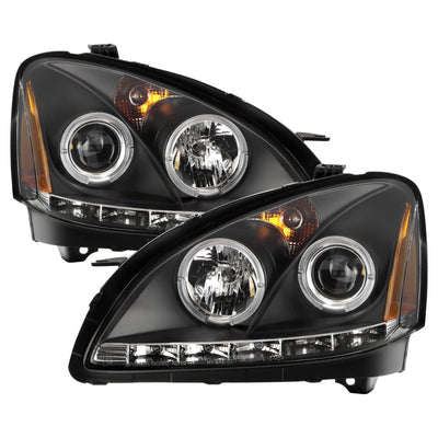 LED Halo Black Projector Headlights <br>02-04 Nissan Altima
