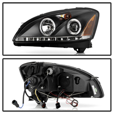 LED Halo Black Projector Headlights <br>02-04 Nissan Altima