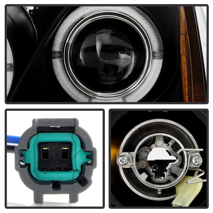 LED Halo Black Projector Headlights <br>02-04 Nissan Altima