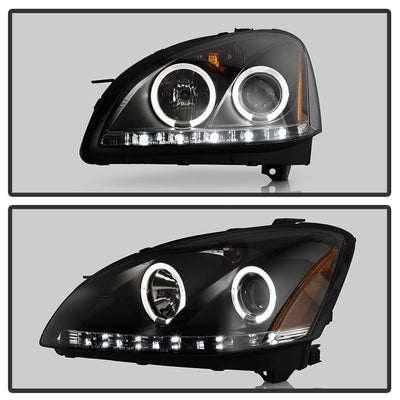 LED Halo Black Projector Headlights <br>02-04 Nissan Altima