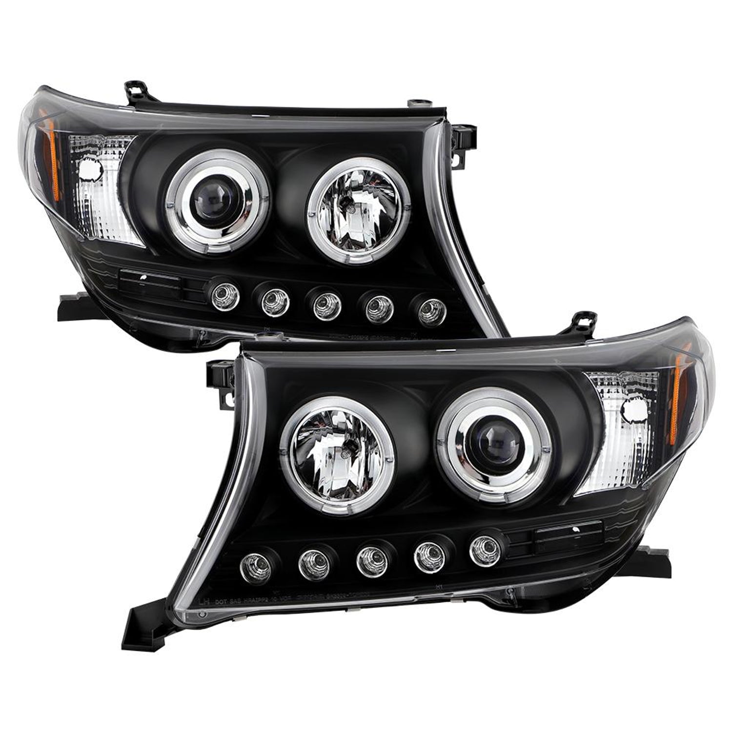 LED Halo Black Projector Headlights <br>08-11 Toyota Land Cruiser