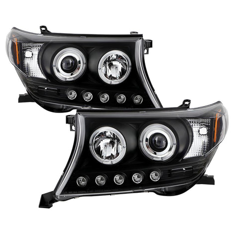 LED Halo Black Projector Headlights <br>08-11 Toyota Land Cruiser