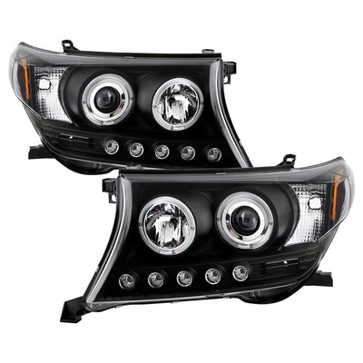 LED Halo Black Projector Headlights <br>08-11 Toyota Land Cruiser