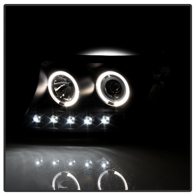 LED Halo Black Projector Headlights <br>08-11 Toyota Land Cruiser