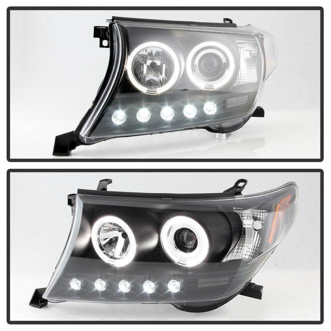 LED Halo Black Projector Headlights <br>08-11 Toyota Land Cruiser