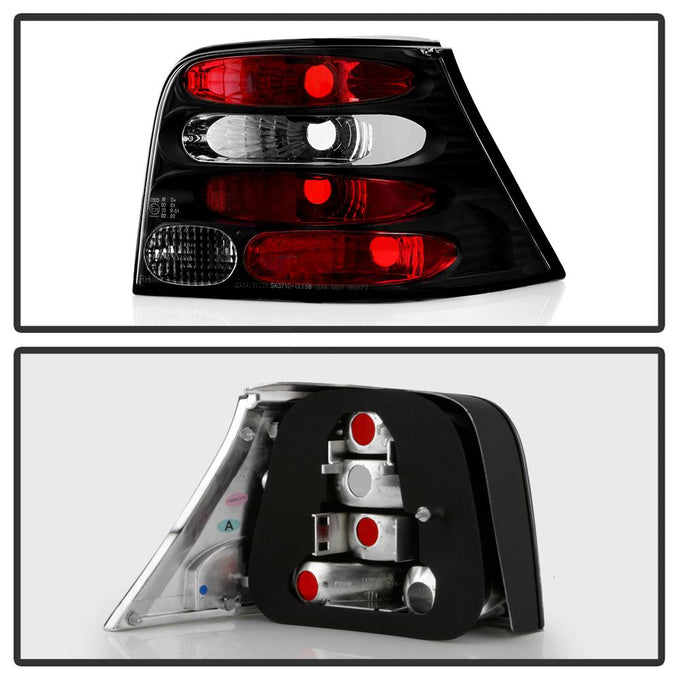 Black Euro Style Tail Lights <br>99-04 Volkswagen Golf