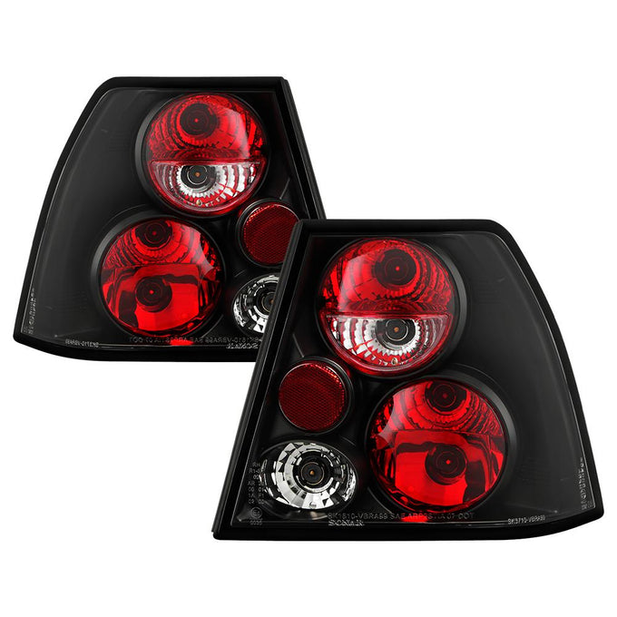 Black Euro Style Tail Lights <br>99-04 Volkswagen Jetta