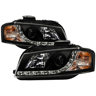 DRL Black Projector Headlights <br>06-08 Audi A3 A3 Quattro