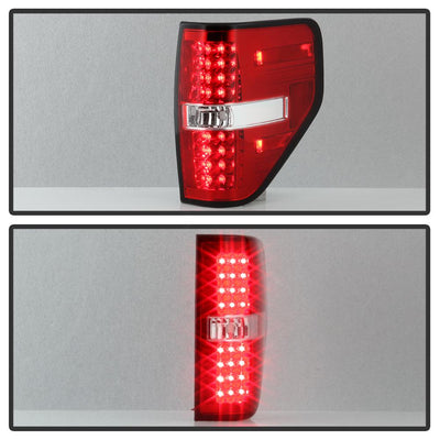 Red Clear LED Tail Lights <br>09-14 Ford F-150