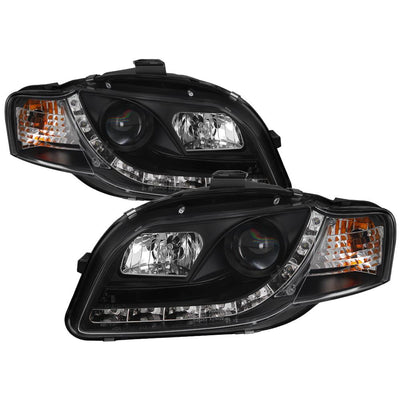 DRL Black Projector Headlights <br>06-08 Audi A4 A4 Quattro