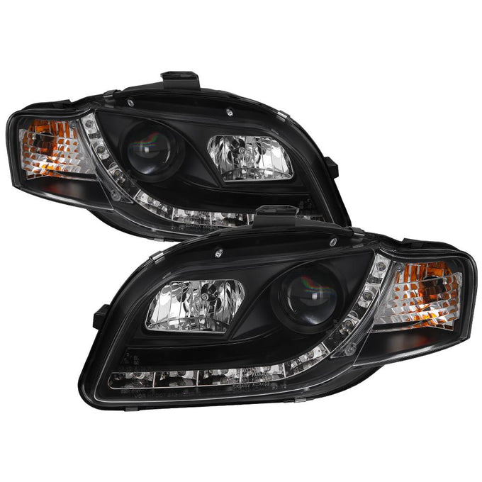 DRL Black Projector Headlights <br>06-08 Audi A4 A4 Quattro