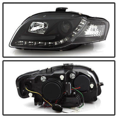 DRL Black Projector Headlights <br>06-08 Audi A4 A4 Quattro