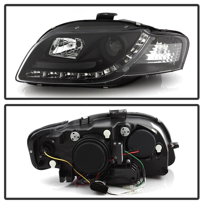 DRL Black Projector Headlights <br>06-08 Audi A4 A4 Quattro