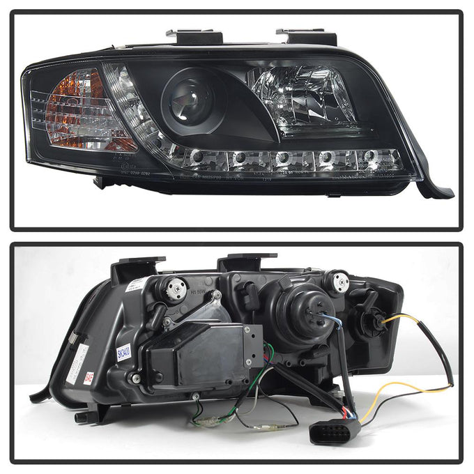 DRL Black Projector Headlights <br>02-04 Audi A6 A6 Quattro
