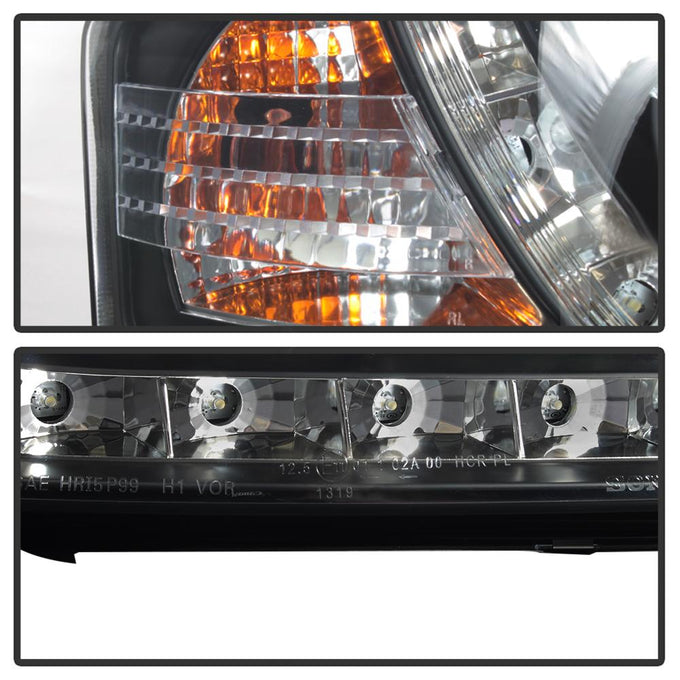 DRL Black Projector Headlights <br>02-04 Audi A6 A6 Quattro