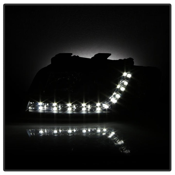 DRL Black Projector Headlights <br>02-04 Audi A6 A6 Quattro